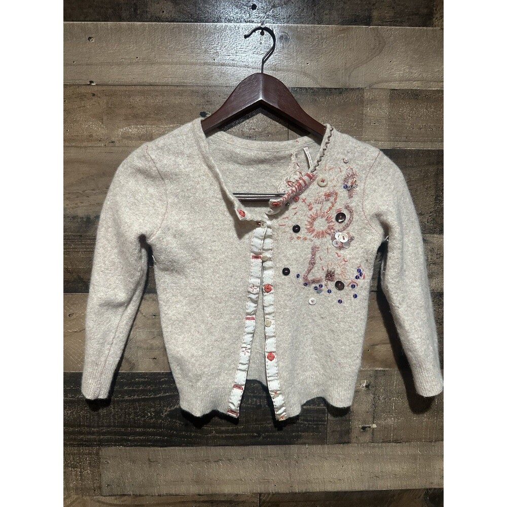 Free People XS Womens Sweater Tan Cropped Button
